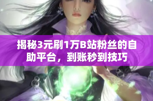 揭秘3元刷1万B站粉丝的自助平台，到账秒到技巧